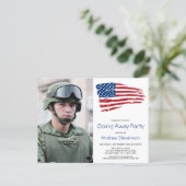 Military Going Away Party USA American Flag Photo Invitation Postcard (Standing Front)