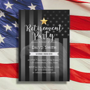 Military Gold Star Bald Eagle US Flag Retirement Invitation