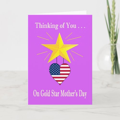 Military Gold Star Mothers Day Heart Card