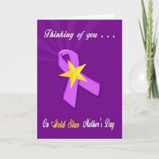 Military Gold Star Mother's Day Purple Ribbon Card