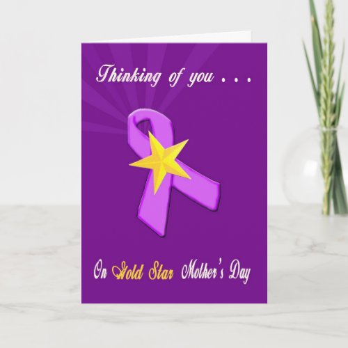 Military Gold Star Mothers Day Purple Ribbon Card