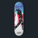 *~* Military Golf Golfer Red White Blue Flag Skateboard<br><div class="desc">* Patriotic American Flag with black Golfer / Golf silhouette . . This design features the USA Flag American Flag also known as Old Glory and Stars and Stripes. This Watercolor American Flag design includes the colors Red White Blue in the form of stars and striped . * Great for...</div>