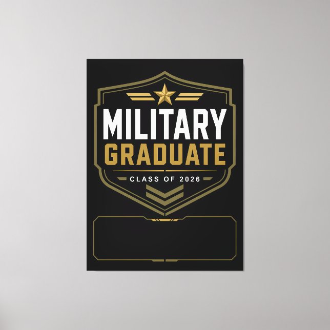 Military Graduate 2026 Custom Name Canvas Print (Front)