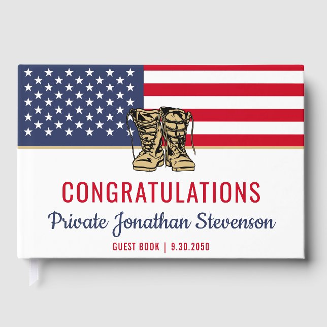 Military Graduation Army Boot Camp Patriotic Guest Book (Front)