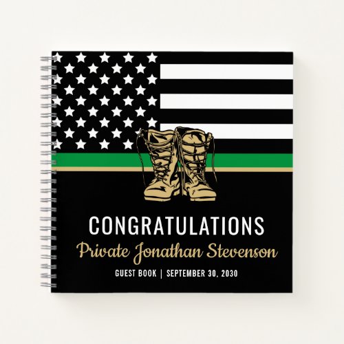 Military Graduation Green Flag Army Guest Book
