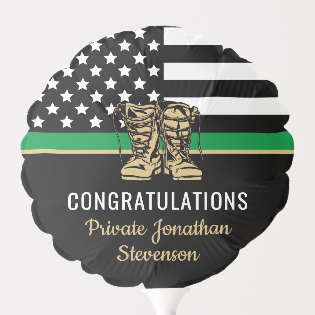 Military Graduation Thin Green Line Flag Army Balloon (Front)