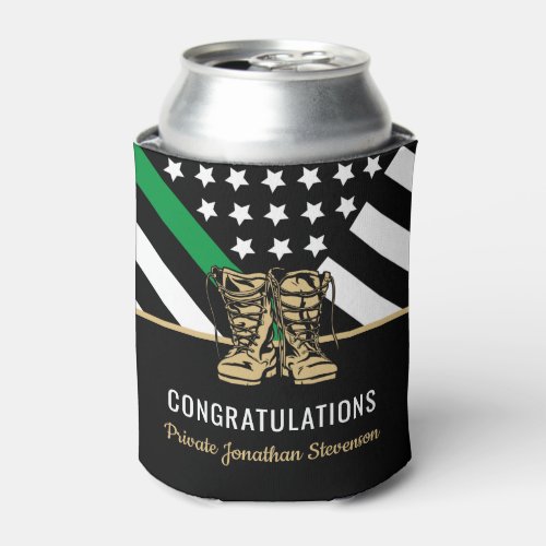Military Graduation Thin Green Line Flag Army Can Cooler
