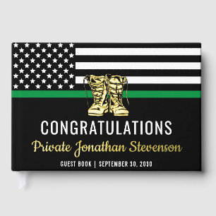 Military Graduation Thin Green Line Flag Army Foil Guest Book