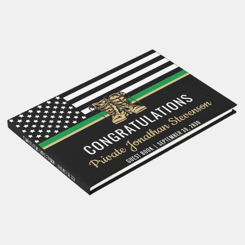 Military Graduation Thin Green Line Flag Army Guest Book