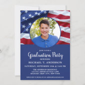 Military Graduation USA Flag Photo Patriotic Invitation (Front)
