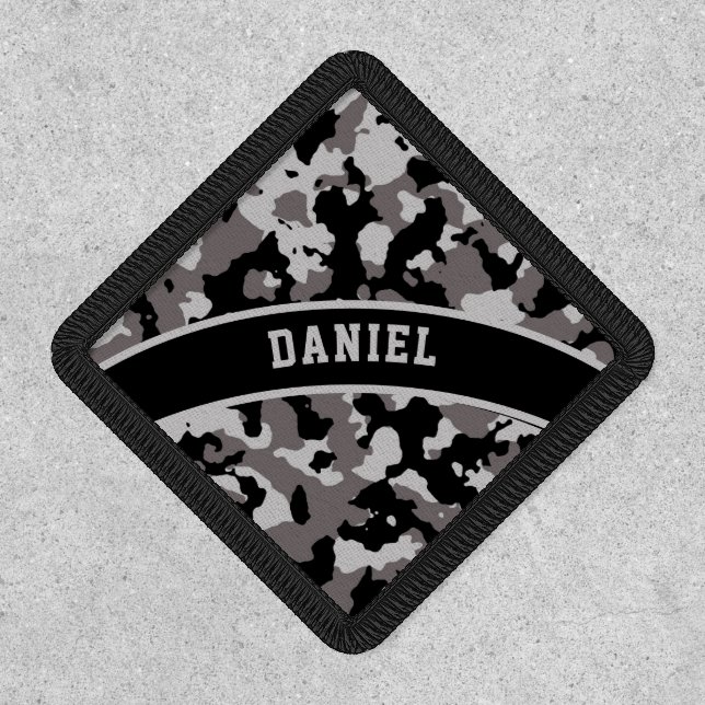 Military Gray Camo Camouflage Pattern Name Patch (Front)
