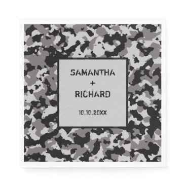 Military Gray Camo Wedding Napkin Military Gray Camo Wedding Napkin