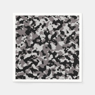 Military Gray Camouflage Pattern Paper Napkins