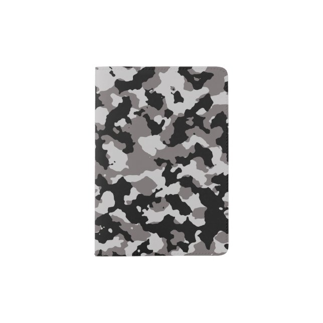 Military Gray Camouflage Pattern Passport Holder (Front)