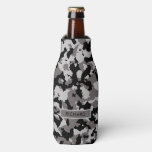 Military Gray Camouflage Pattern Personalized Bottle Cooler at Zazzle