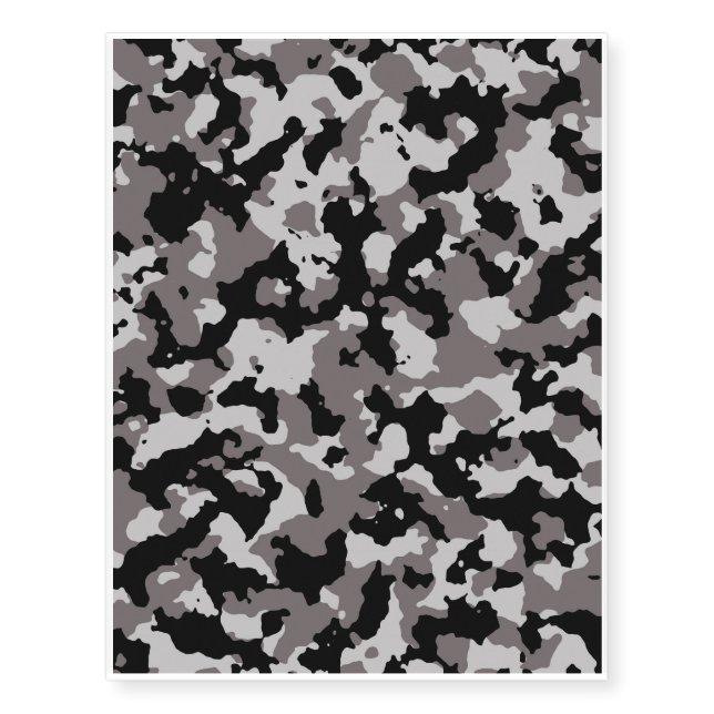 Military Gray Camouflage Pattern Temporary Tattoos (Front)