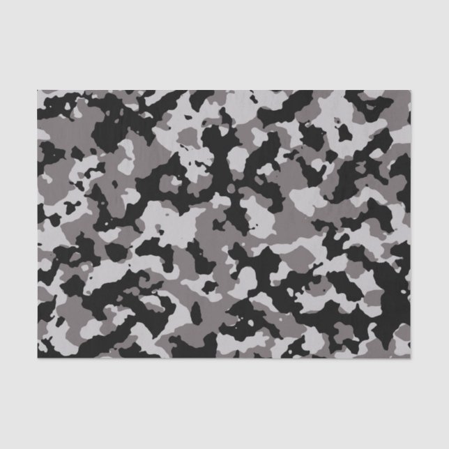 Military Gray Camouflage Pattern Tissue Paper (Front)