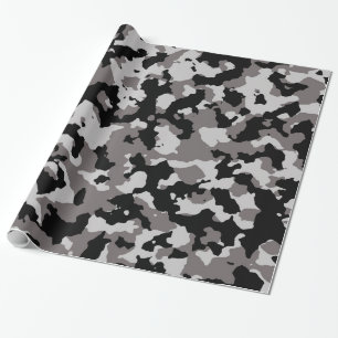 Military Gray Camouflage Pattern Wrapping Paper
