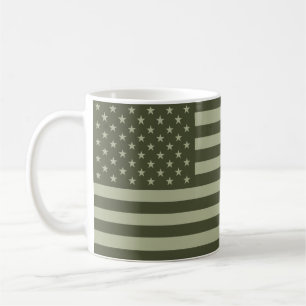 Military Green American Flag USA Coffee Mug