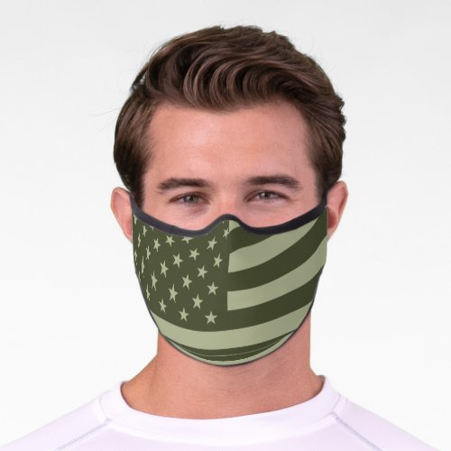 Military Green American Flag USA Premium Face Mask