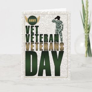 Military Green and Tan Camouflage Veterans Day Holiday Card