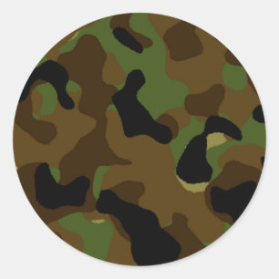 Military Green Army Camo Camouflage Pattern Classic Round Sticker