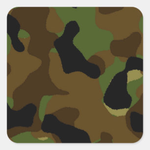 Military Green Army Camo Camouflage Pattern Square Sticker