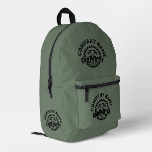 Military green background black logo custom text printed backpack