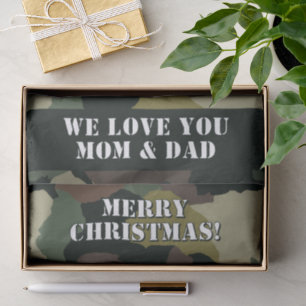 Military Green Brown Camouflage Merry Christmas Tissue Paper