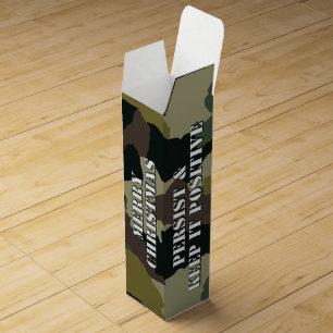 Military Green Brown Camouflage Merry Christmas Wine Box