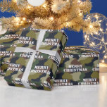 Military Green Brown Camouflage Merry Christmas Wrapping Paper