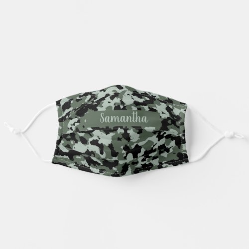 Military Green Camo Camouflage Personalized Adult Cloth Face Mask