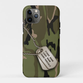 Military Green Camo w/ Dog Tag iPhone 11 Pro Case