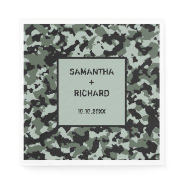 Military Green Camo Wedding Napkin Military Green Camo Wedding Napkin