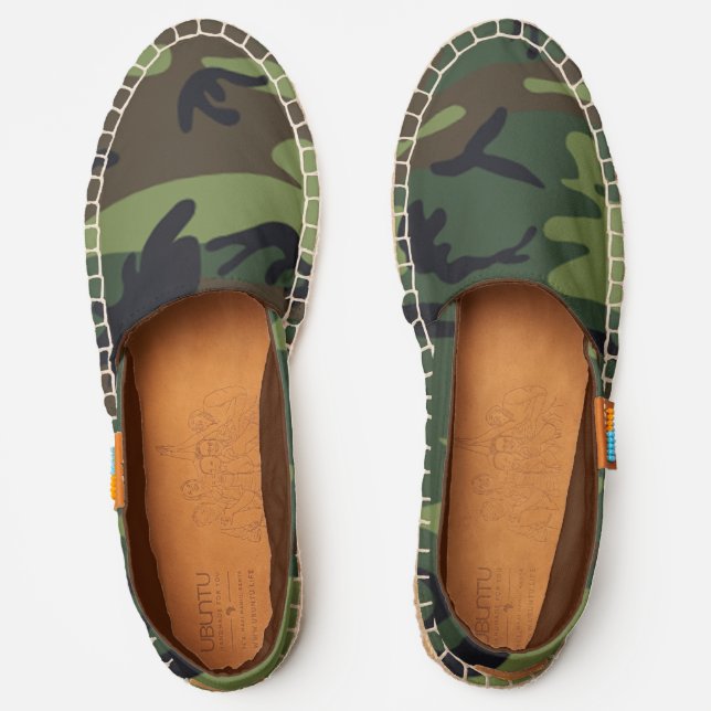 Military Green Camouflage Abstract Pattern Espadrilles (Front)