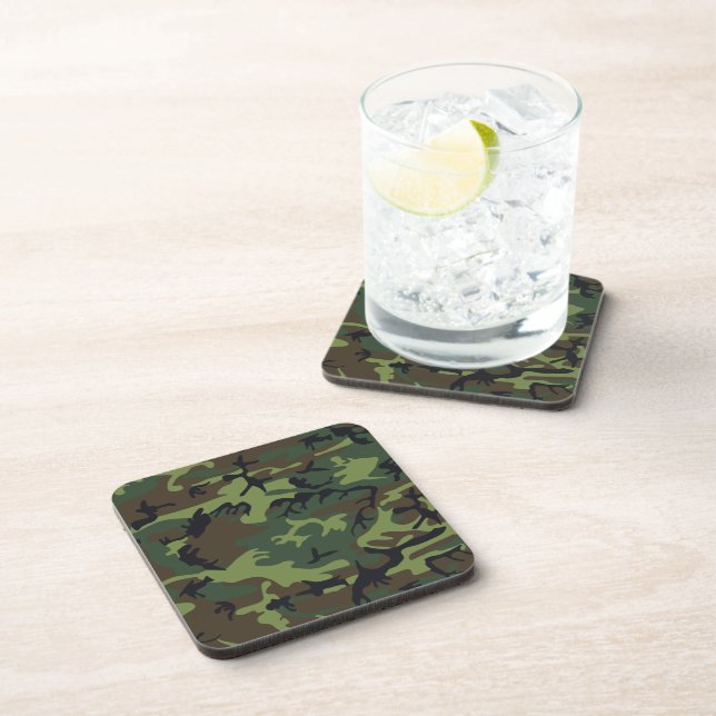 Military Green Camouflage Beverage Coaster (Right Side)