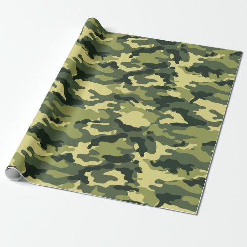 Military Green Camouflage Camo Pattern Wrapping Paper