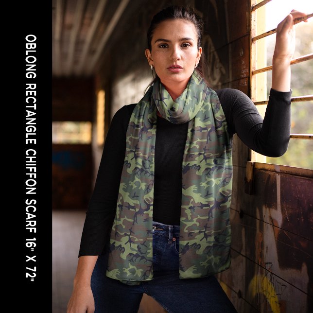 Military Green Camouflage Chiffon Scarf (Military Green Camouflage Chiffon Scarf)