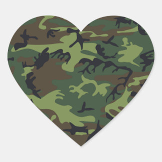 Military Green Camouflage Heart Sticker