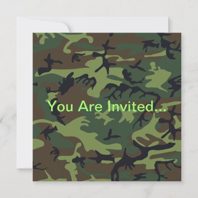Military Green Camouflage Invitation (Front)