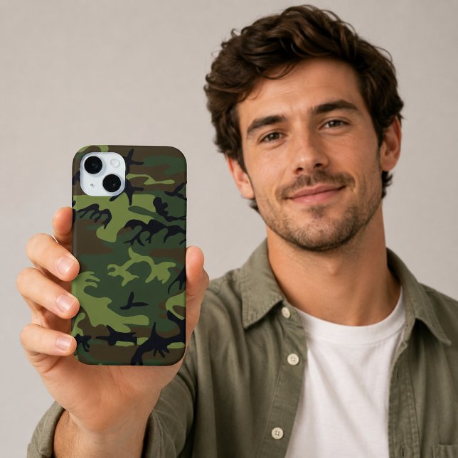 Military Green Camouflage iPhone 15 Plus Case-Mate iPhone Case (Military Green Camouflage Case-Mate iPhone Case)