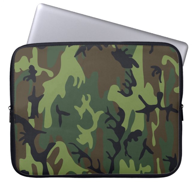 Military Green Camouflage Laptop Sleeve (Front)