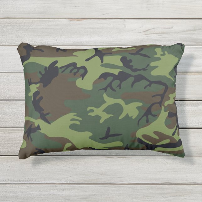 Military Green Camouflage Outdoor 12x16 Pillow (Front)