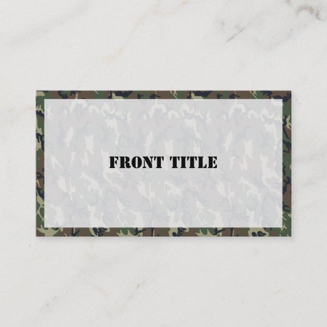 Military Green Camouflage Pattern Business Card (Front)