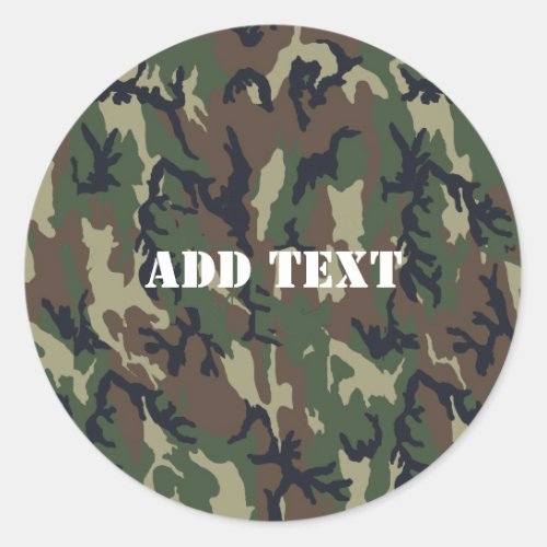 Military Green Camouflage Pattern Classic Round Sticker