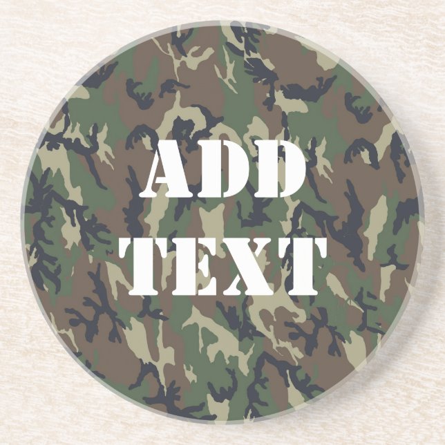 Military Green Camouflage Pattern Drink Coaster (Front)