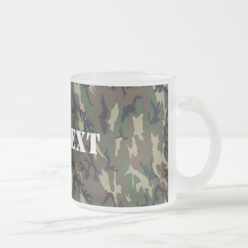 Military Green Camouflage Pattern Frosted Glass Coffee Mug