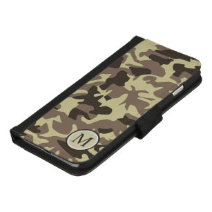 Military Green Camouflage Pattern Monogram iPhone 8/7 Plus Wallet Case