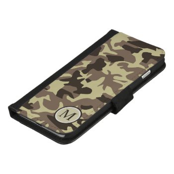 Military Green Camouflage Pattern Monogram Iphone 8/7 Plus Wallet Case by CityHunter at Zazzle