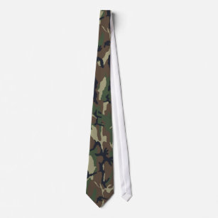 Military Green Camouflage Pattern Neck Tie